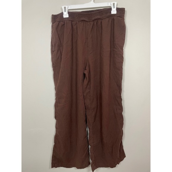aerie Pants - Aerie Wide Leg Pull on Casual Pants in Chocolate Brown Size Large Casual Beach
